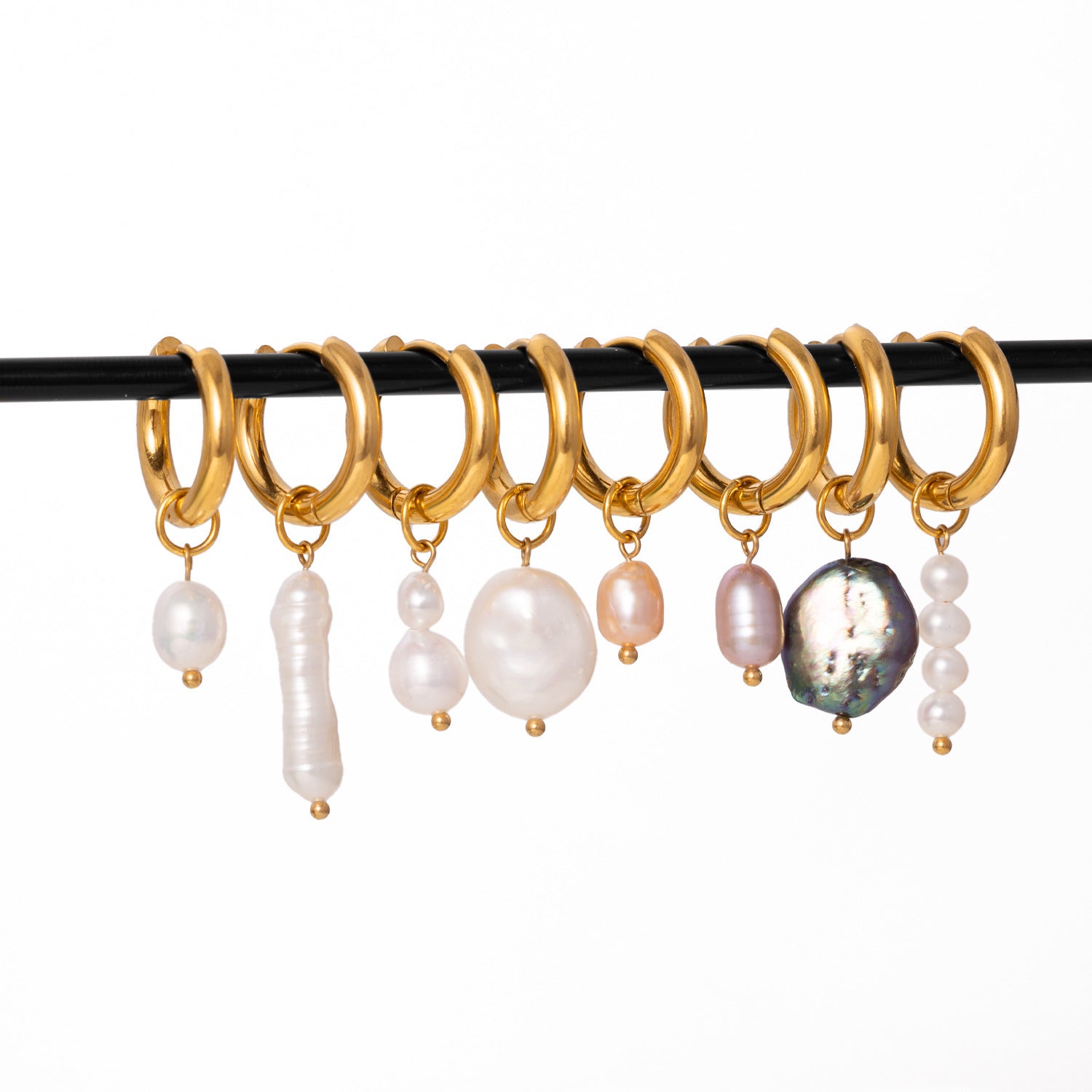 18K Gold Pearl Pendant Earrings