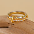 S925 Sterling Silver and 14 kgold Double-layer ring with round cut diamonds