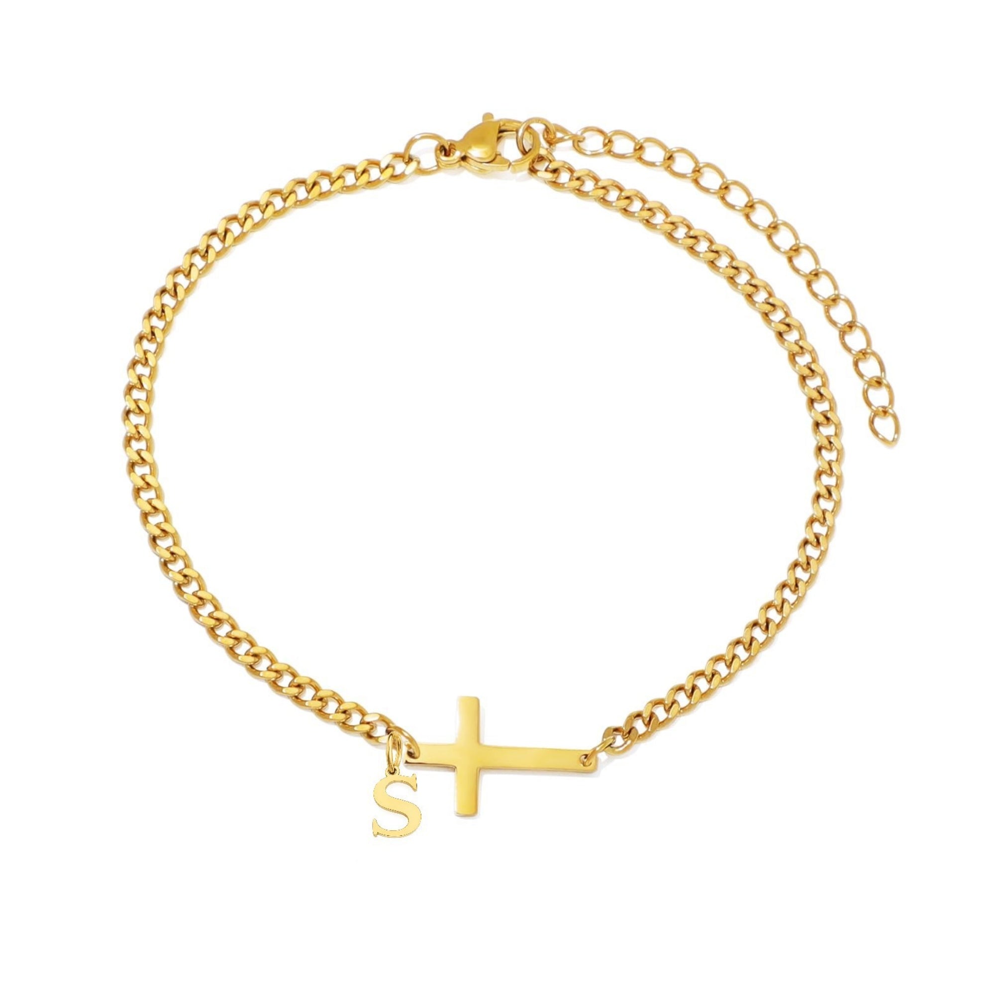 18K gold cross bracelet