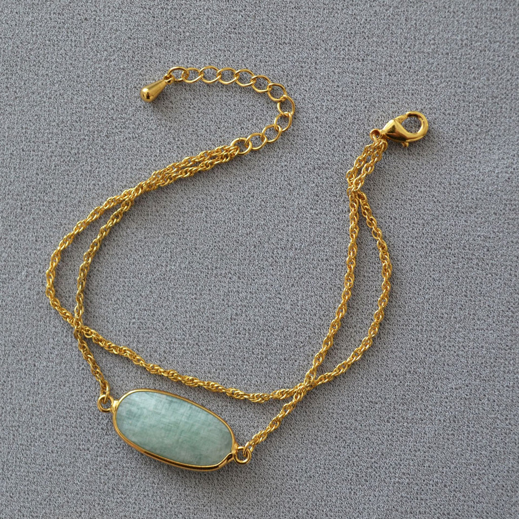 Natural Stone Doublelayer gold Chain Bracelet