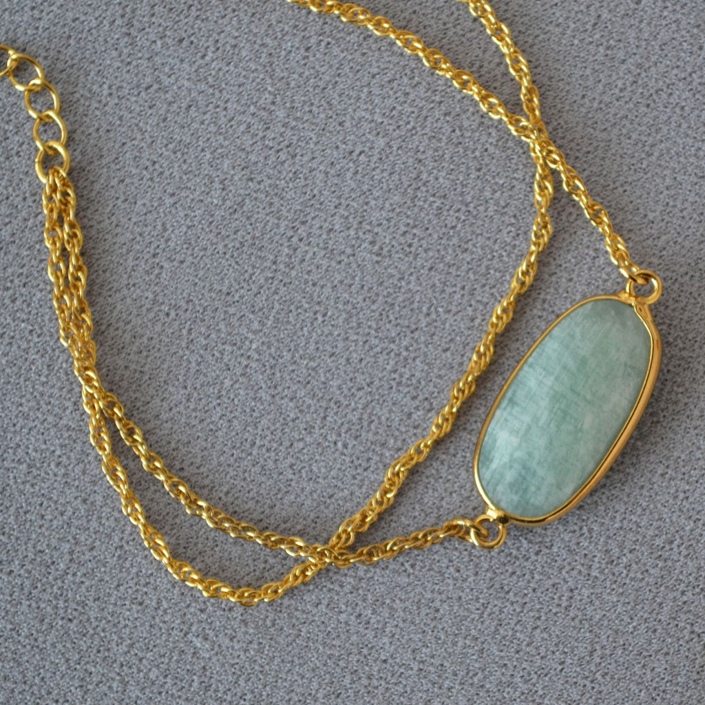 Natural Stone Doublelayer gold Chain Bracelet