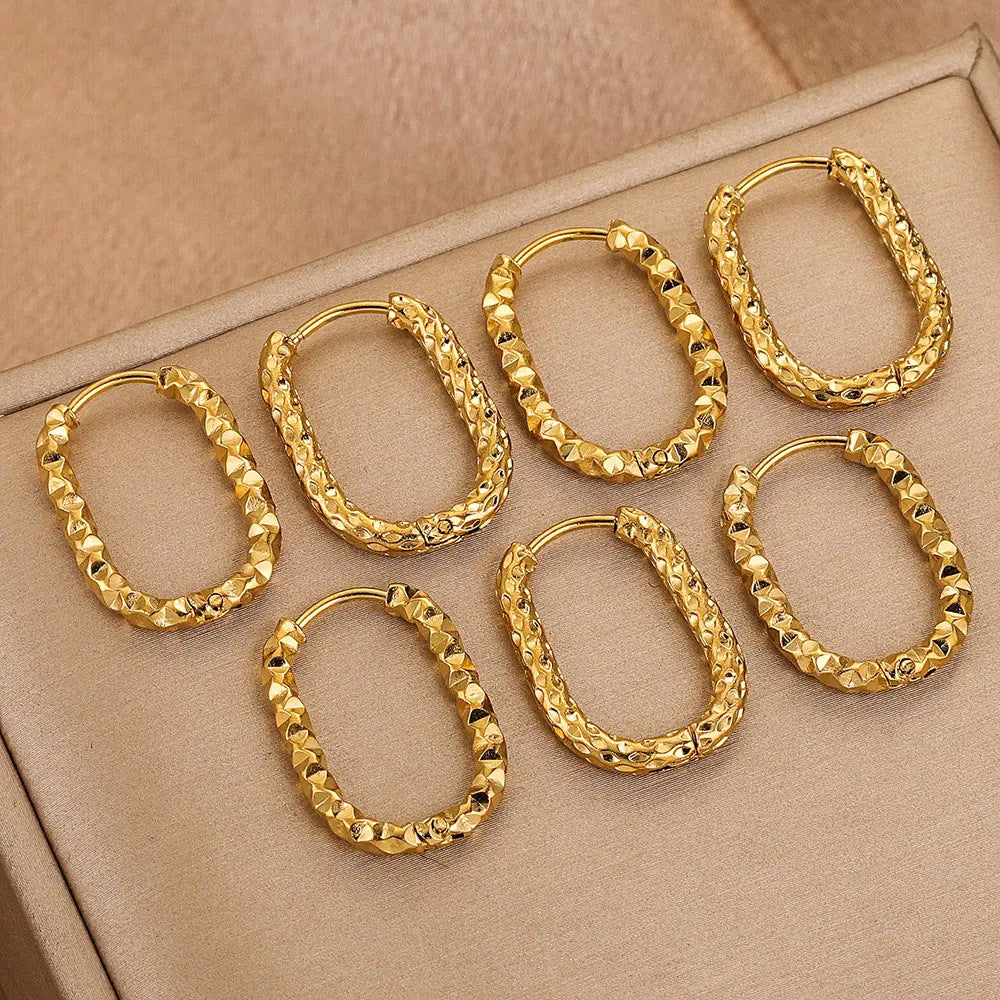 18k gold Starburst-pattern Rectangular earings