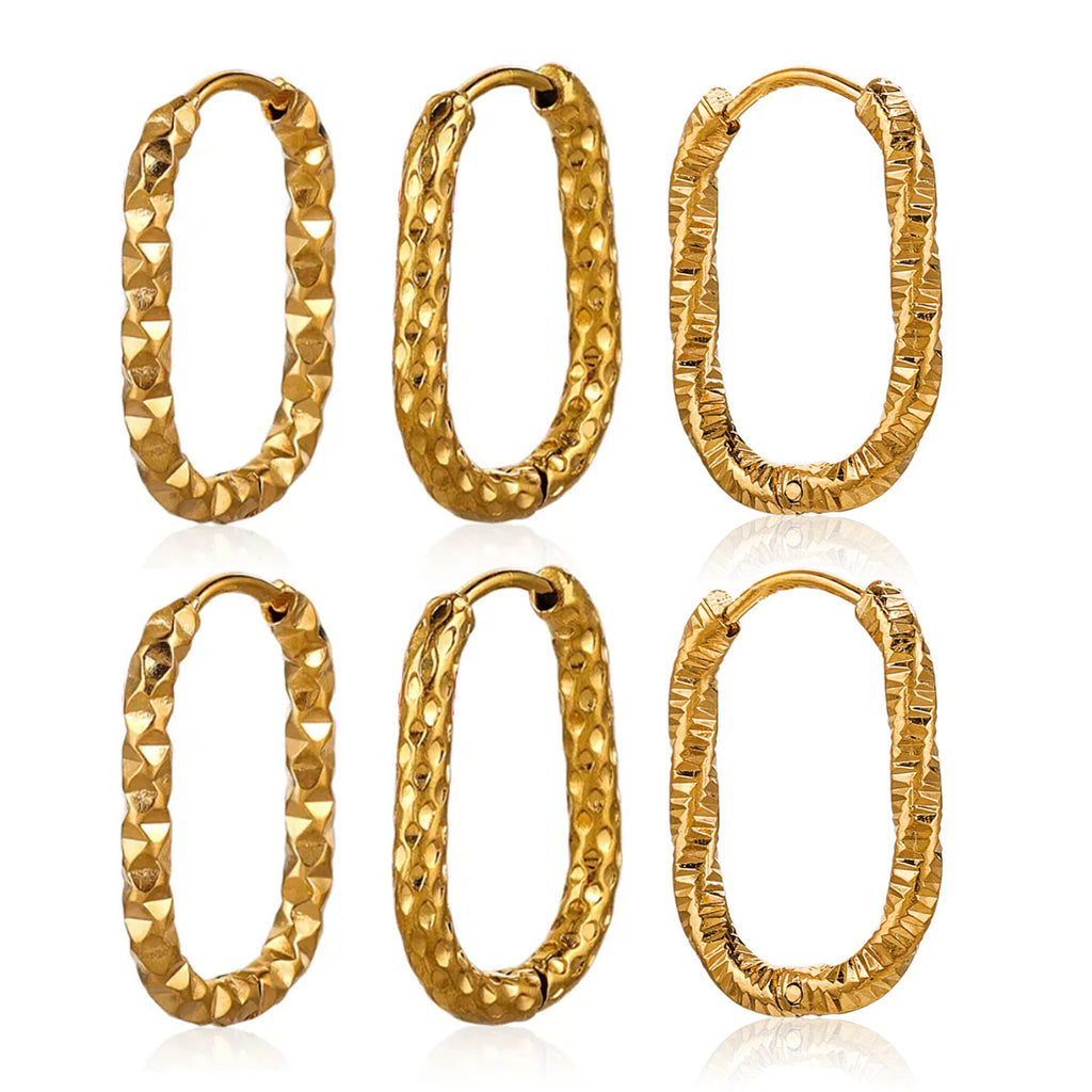 18k gold Starburst-pattern Rectangular earings