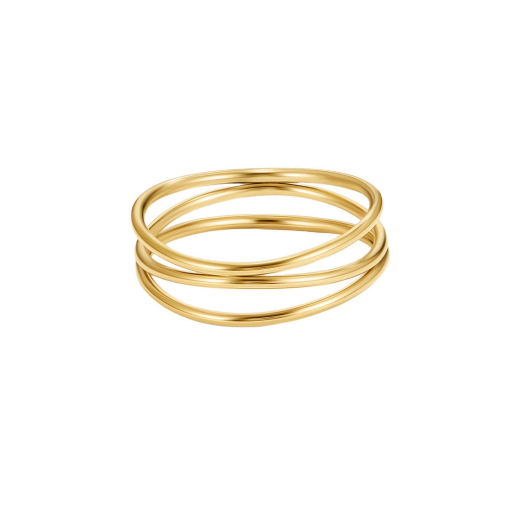18k gold cute triple layer ring