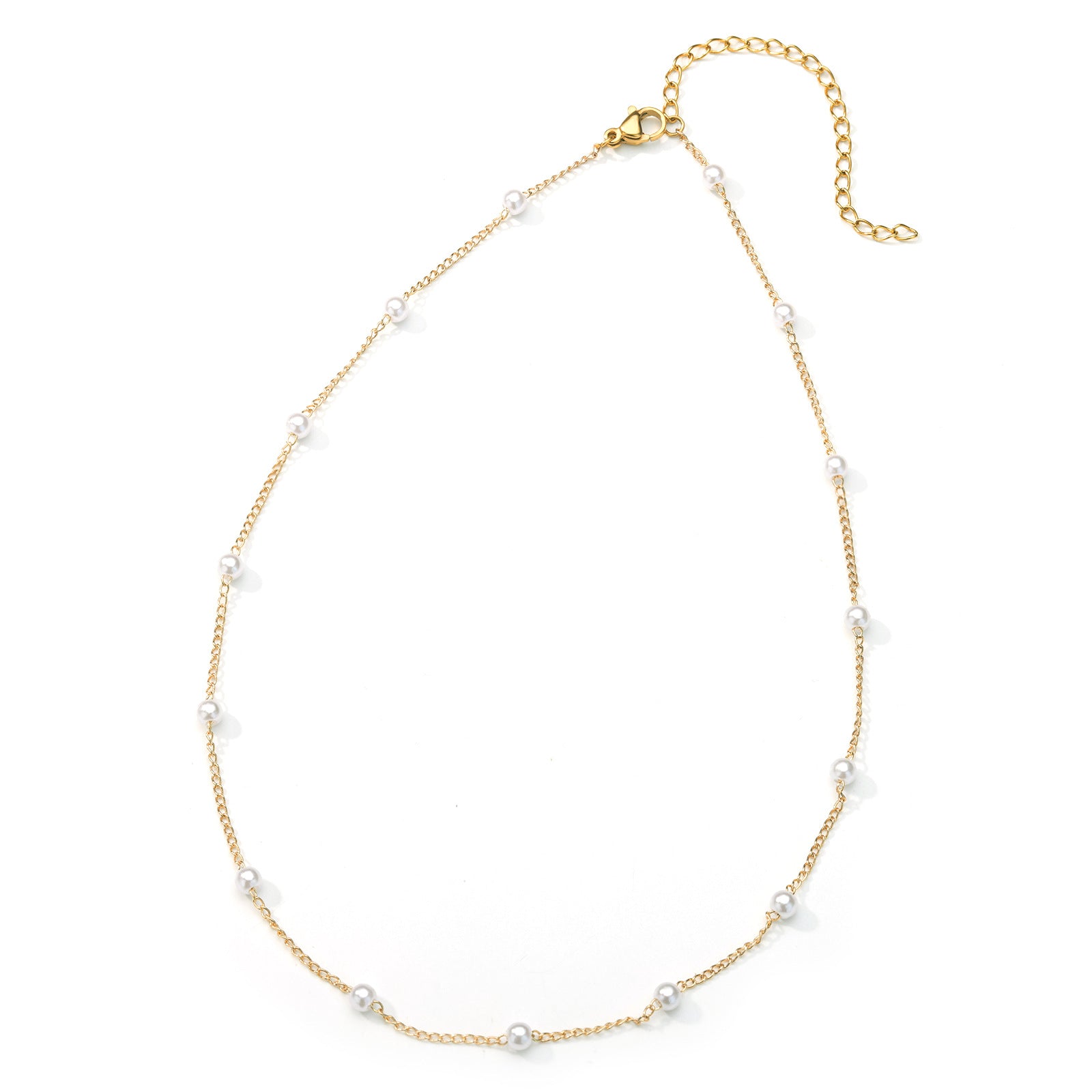 Gold-Plated Minimalist Beaded Round Snake Chain Necklace For Women