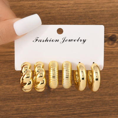 3 pack rounded stylish earings