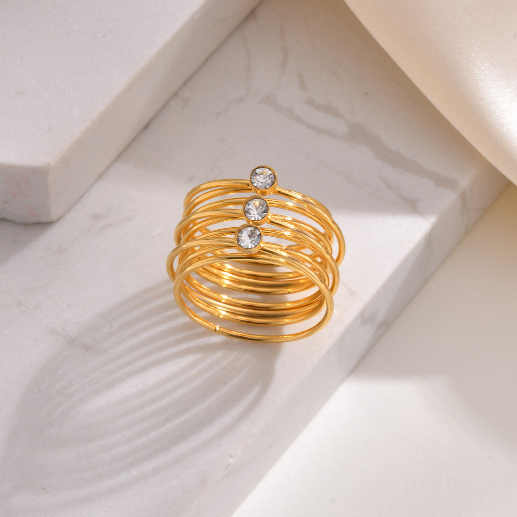 18k gold multi ring lace