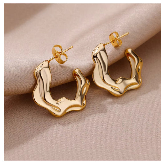 18k gold Retro Geometric earrings