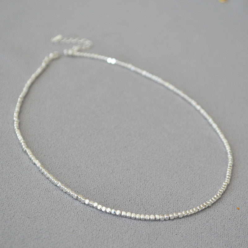 Simple silver square bead Necklace