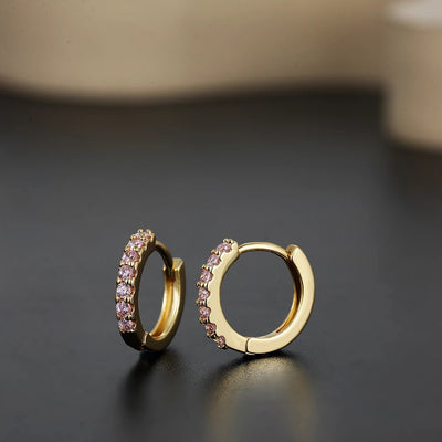 Diamond rounded 18k gold earings