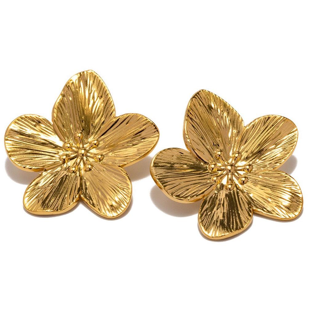 Womens 3D Exaggerated Five-Petal Flower Necklace And Earrings