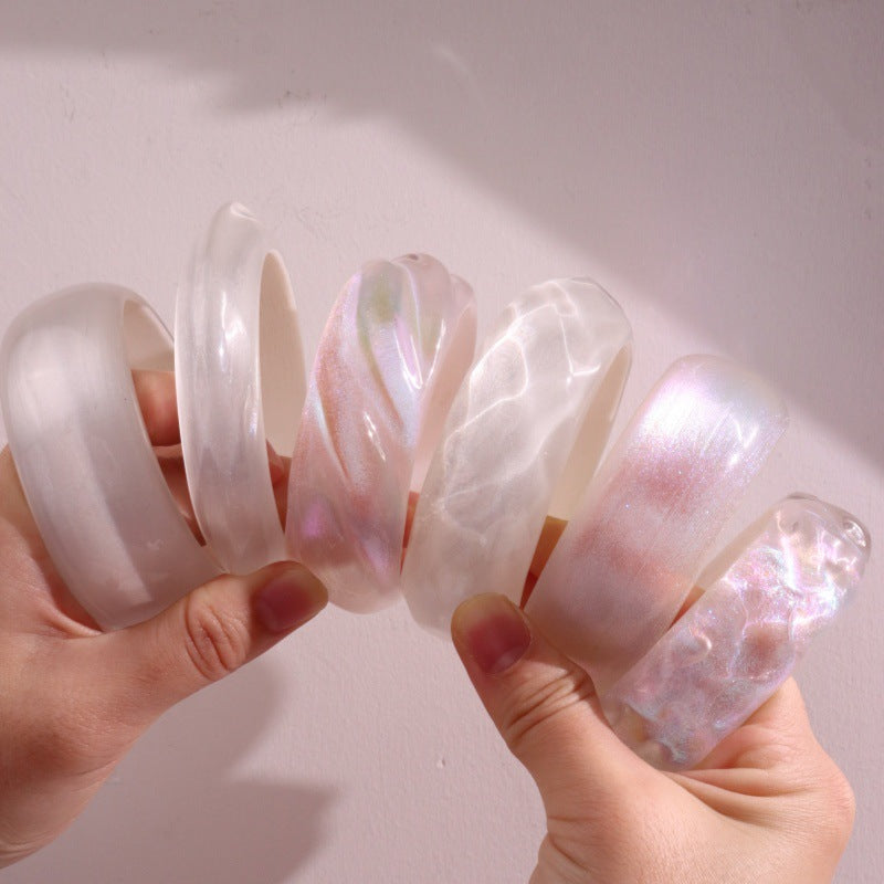 White Ripple Effect chunky bracelets