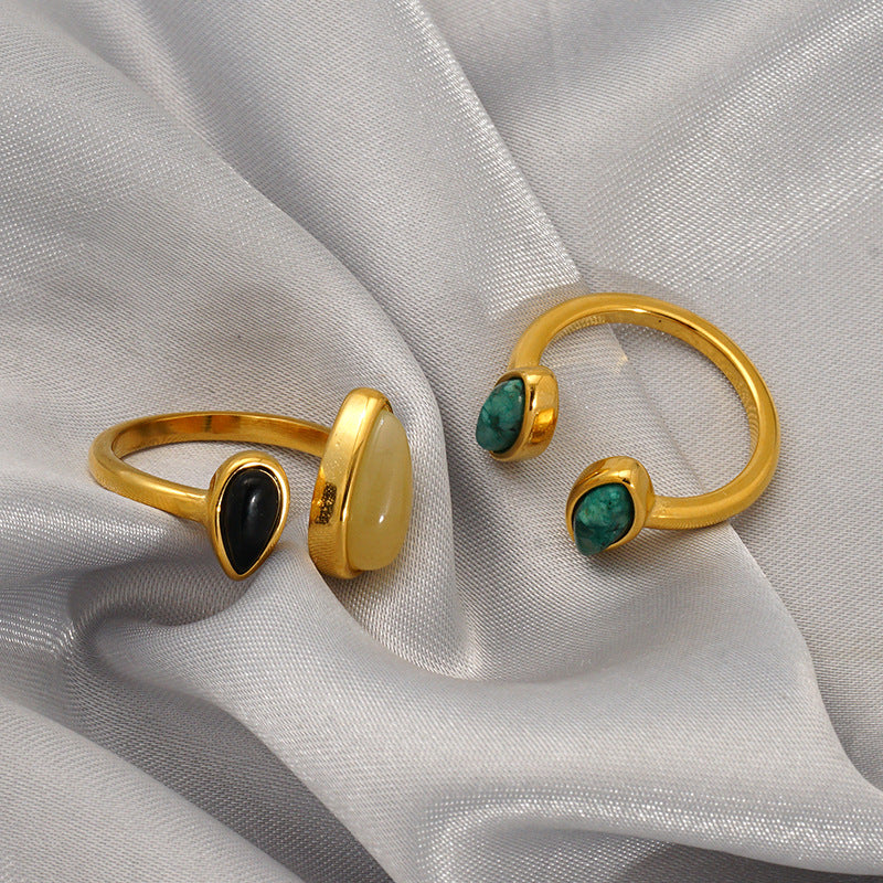 18k gold double pendant ring