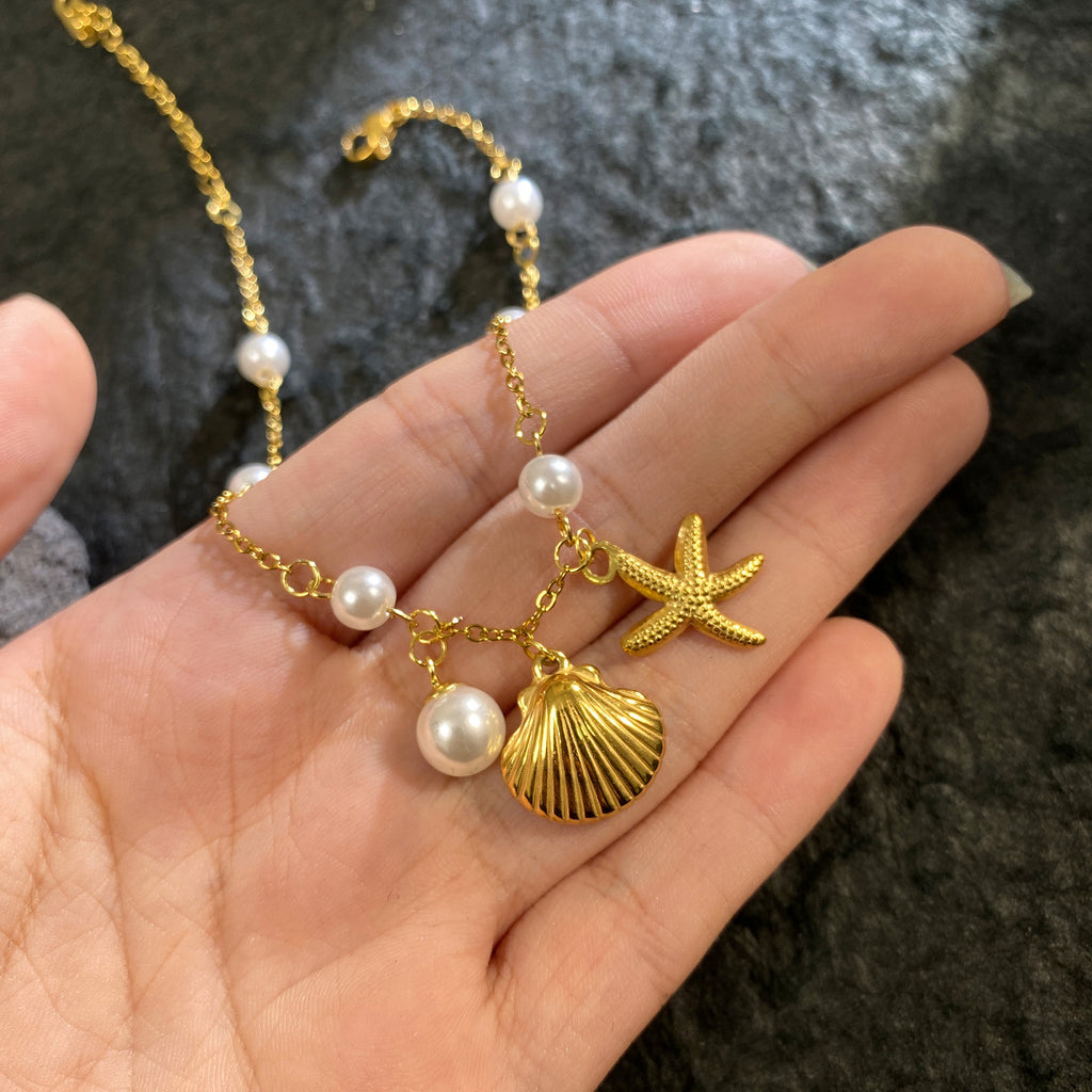 18k gold Ocean Starfish Pearl Shell Bracelet