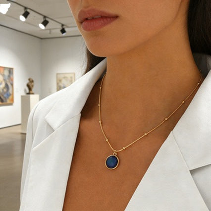 18k gold blue pendant necklace