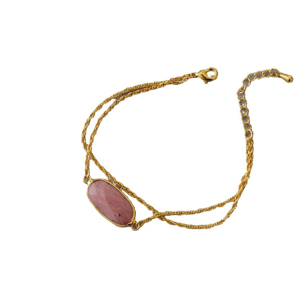 Natural Stone Doublelayer gold Chain Bracelet