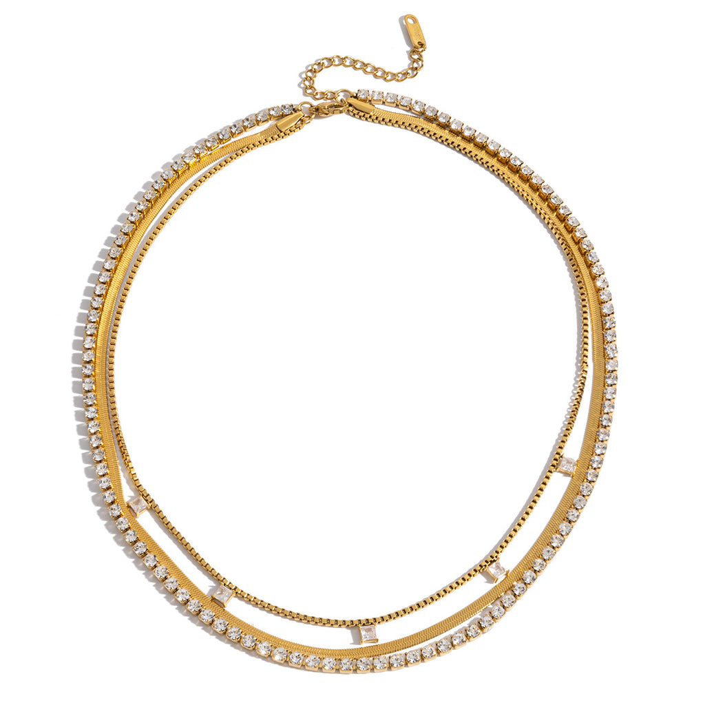 18K Gold, silver Three-layer Necklace