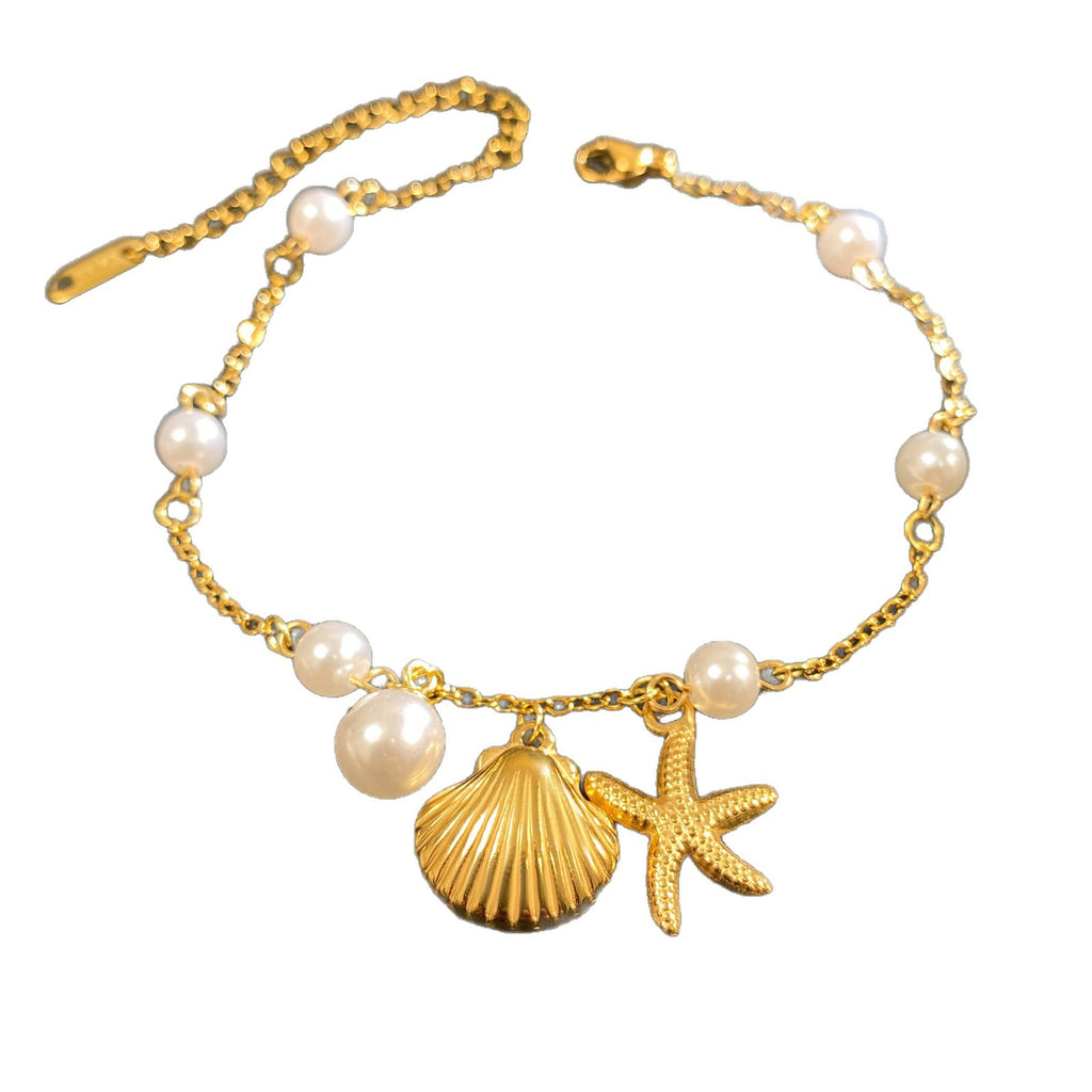18k gold Ocean Starfish Pearl Shell Bracelet