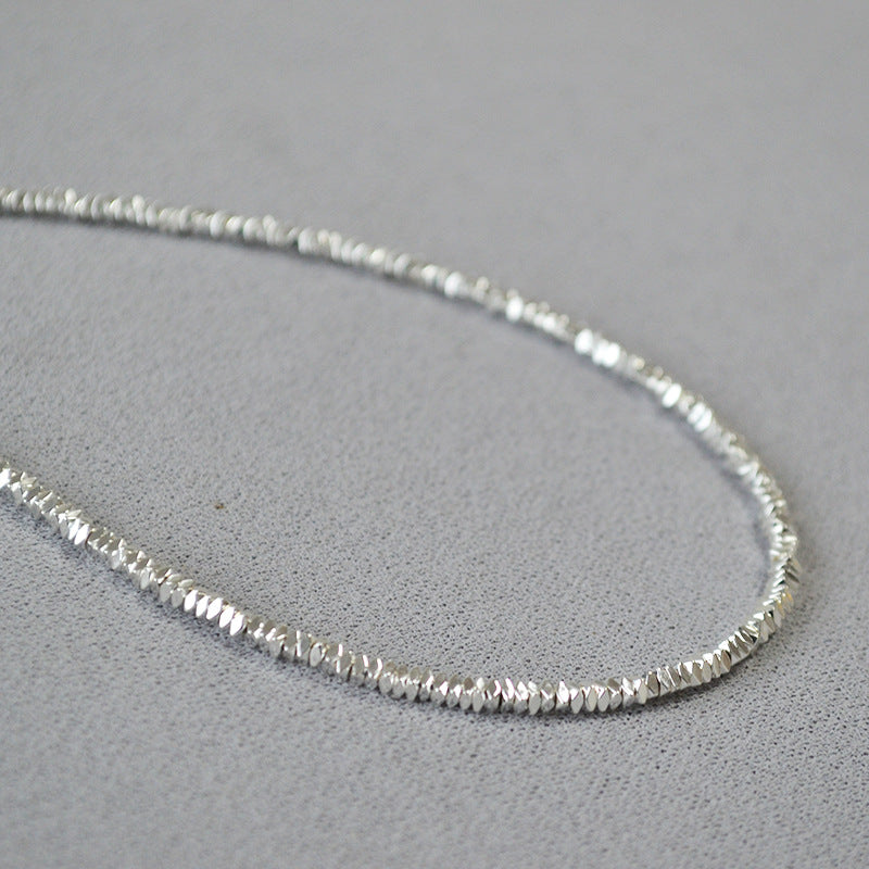 Simple silver square bead Necklace