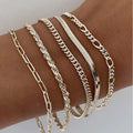 5pcs Silver Bracelets 14K Silver Plated
