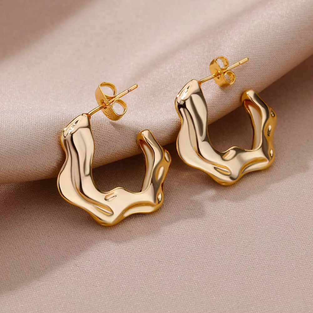 18k gold Retro Geometric earrings