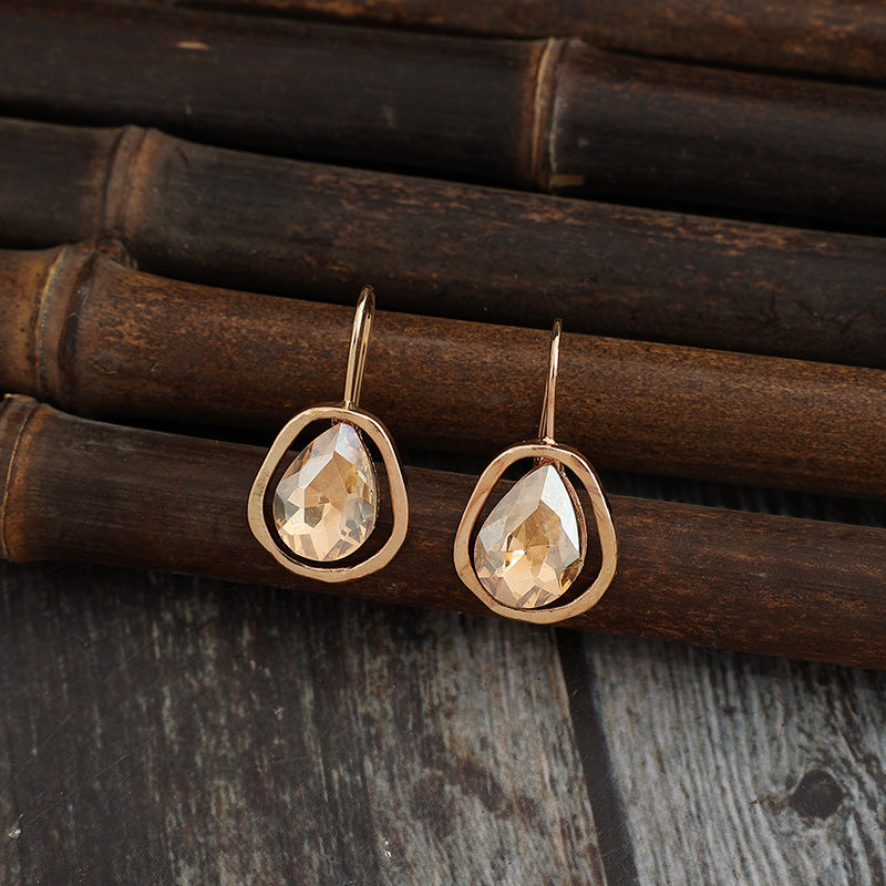 18k Light-luxury Alloy Earrings With Gemstone