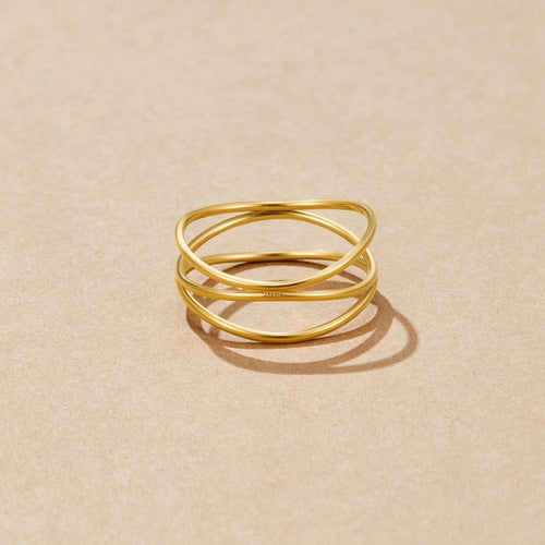 18k gold cute triple layer ring
