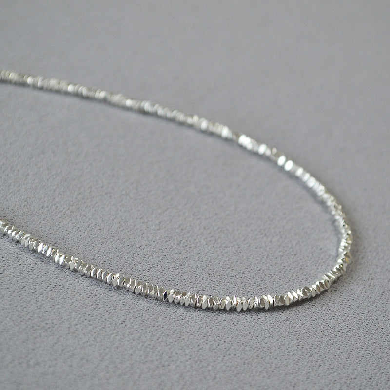 Simple silver square bead Necklace