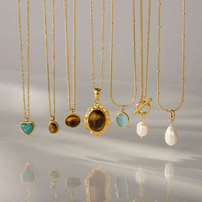 Light-luxury High-end Tigers Eye Clavicle Necklacestain-resistant Jewelry