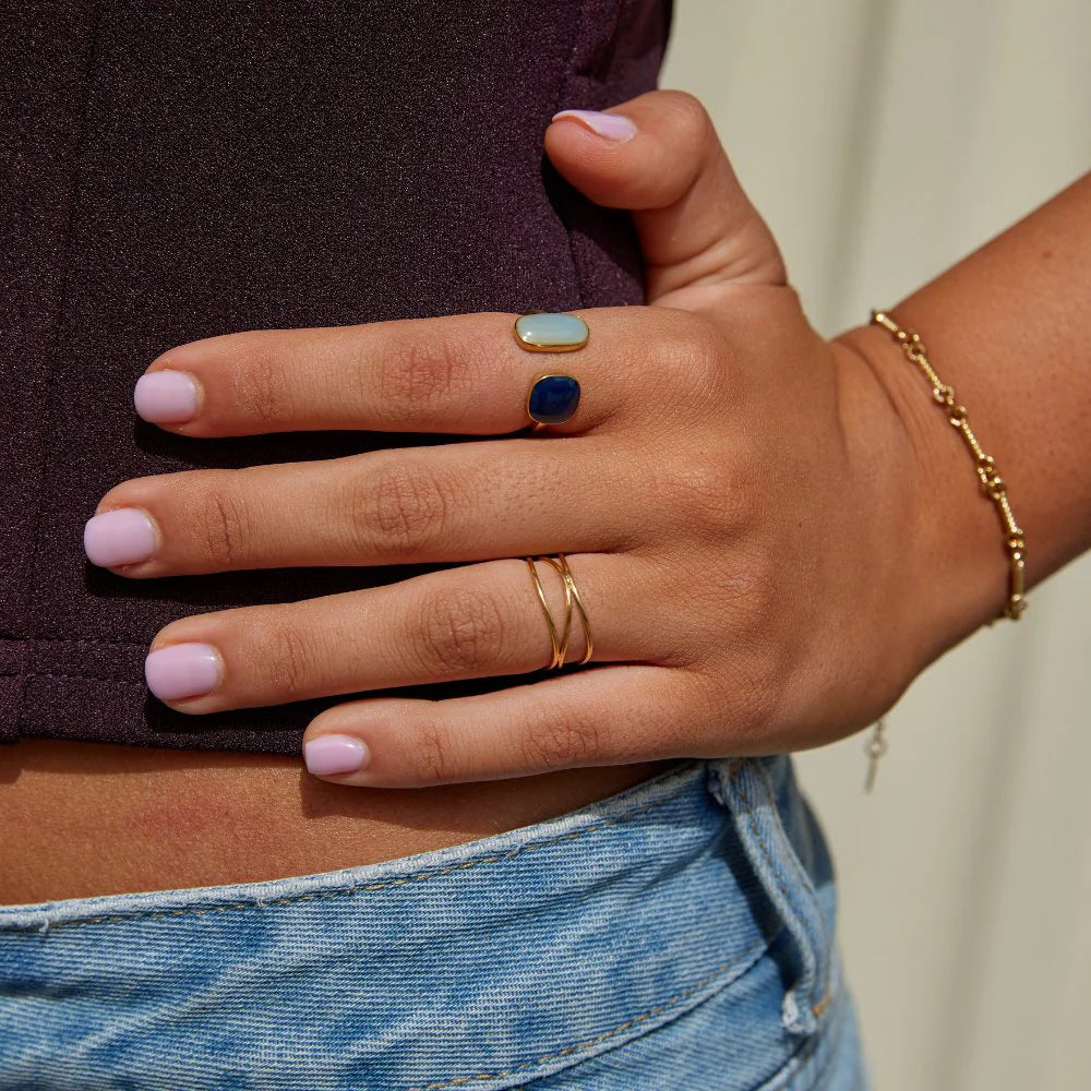 18k gold cute triple layer ring