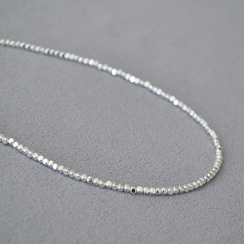 Simple silver square bead Necklace