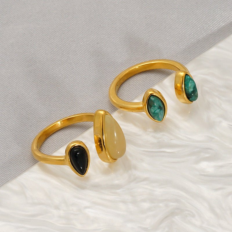 18k gold double pendant ring