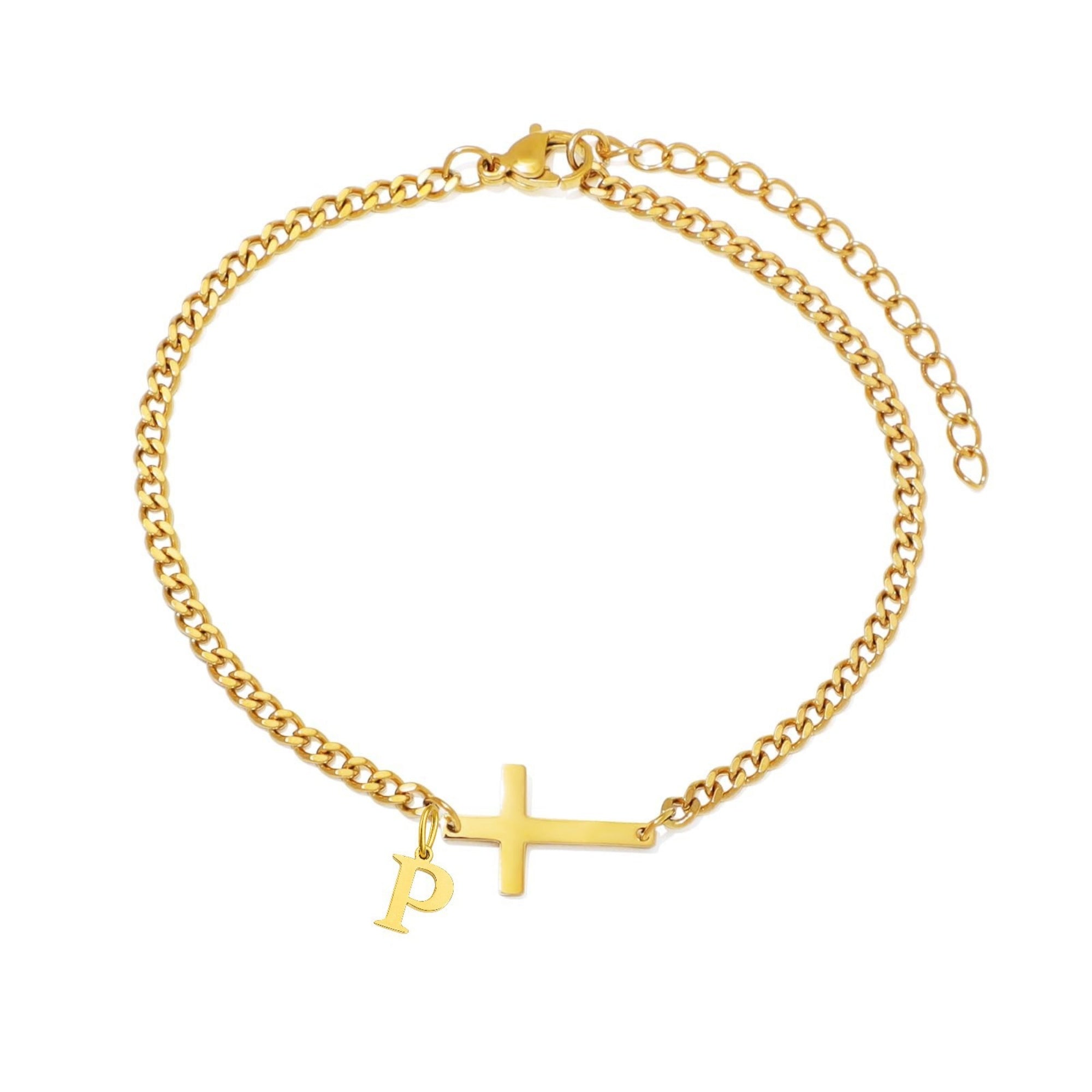 18K gold cross bracelet