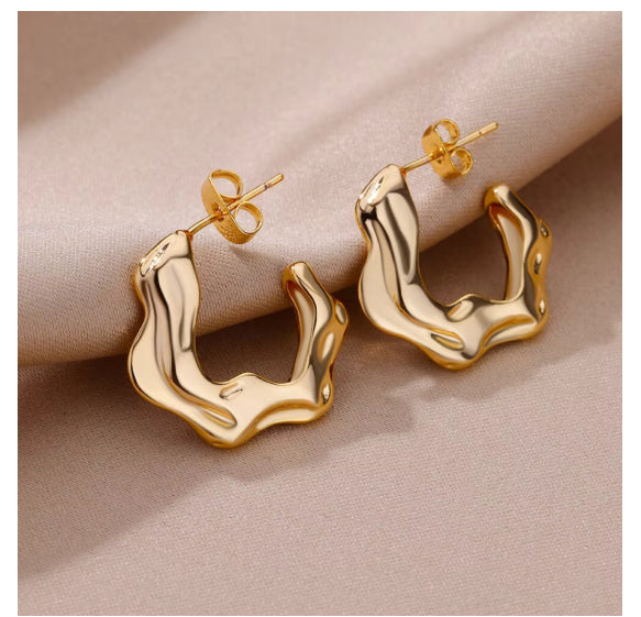 18k gold Retro Geometric earrings