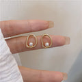 French-style Vintage Hollow Metal Pearl Earrings
