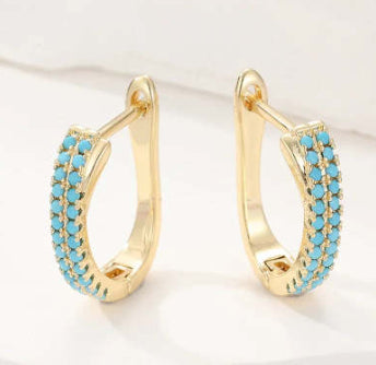 18k gold and teal earings