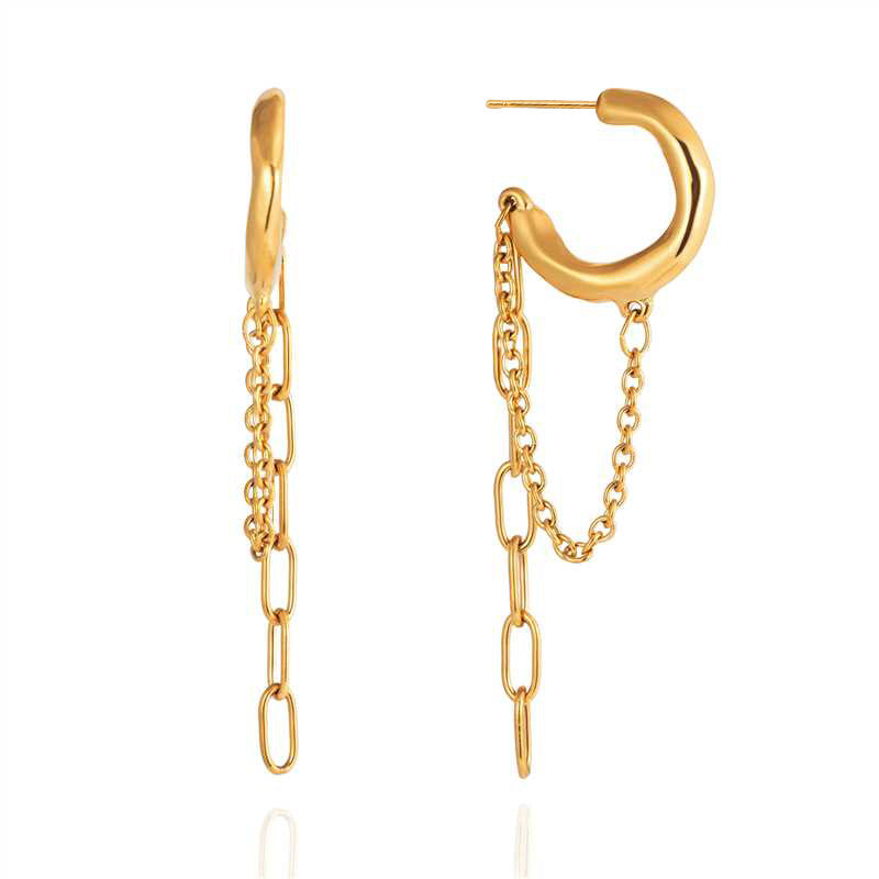 Minimalist 14k Chain Tassel Earrings