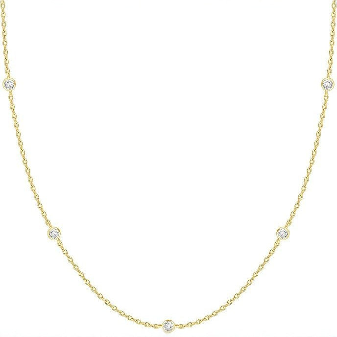 14k gold Personalized Rhinestone Necklace