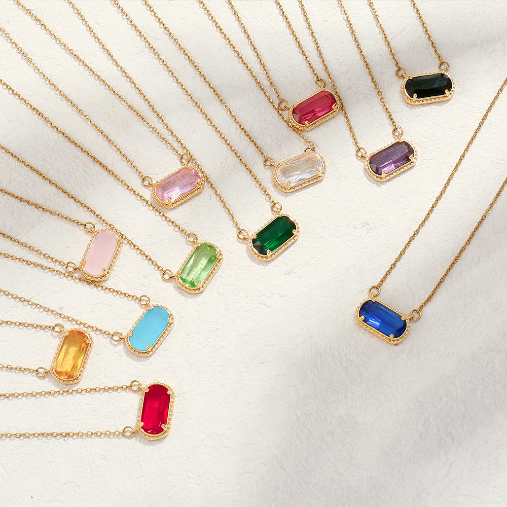 18k gold birthstone pendant necklace