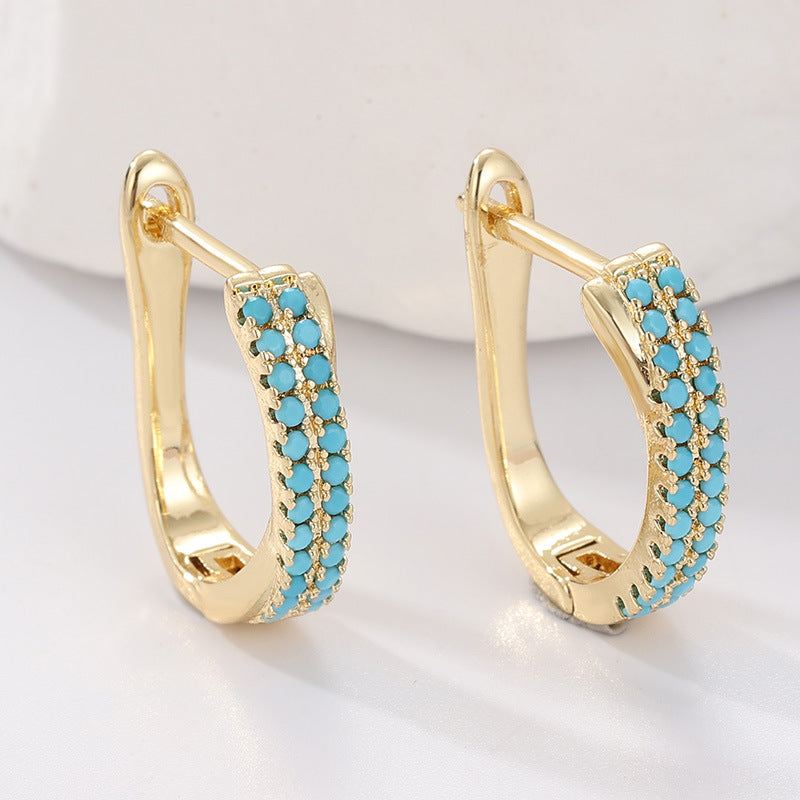 18k gold and teal earings