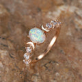 Vintage White Australian Opal Moon Ring