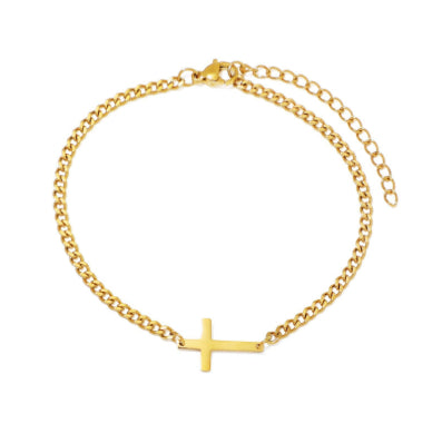 18K gold cross bracelet