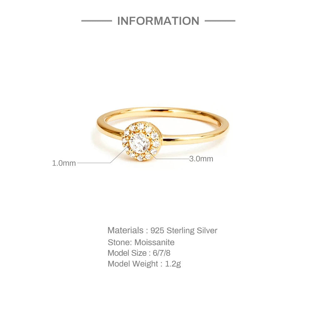 Wind Rounded Corner 13 diamond Moissanite Ring 18K Gold