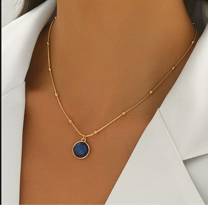 18k gold blue pendant necklace