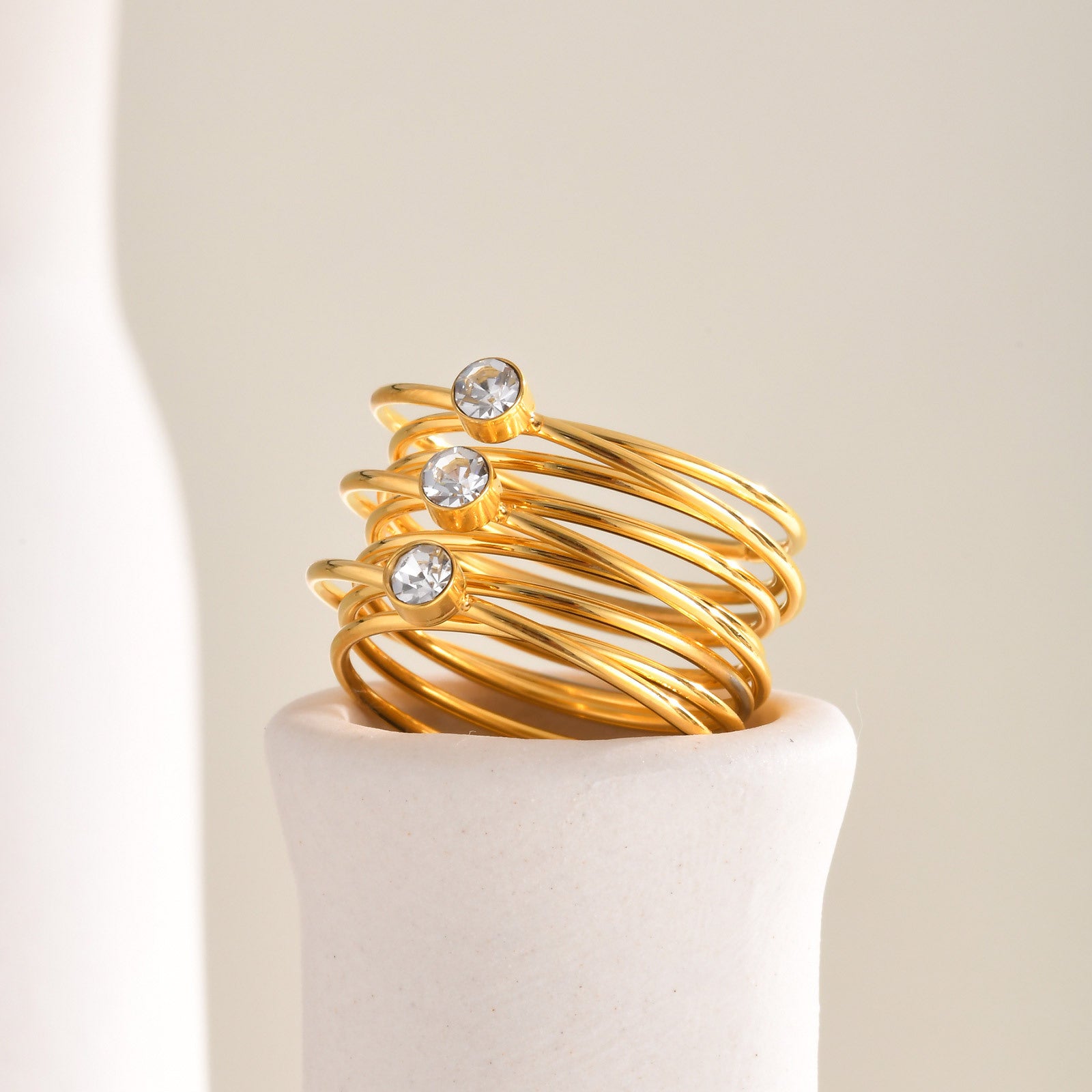 18k gold multi ring lace